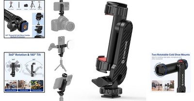 SYNCWIRE Tripod Phone Mount, Universal Smartphone Mount Adapter with 2 Black