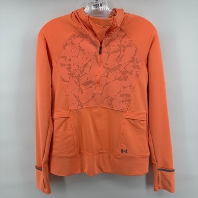 Under Armour Womens ColdGear 1/4 Zip Hoodie Orange Fitted XS