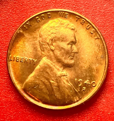 1940-S Lincoln Wheat Cent Penny GEM RED BU From an Original Bank Roll