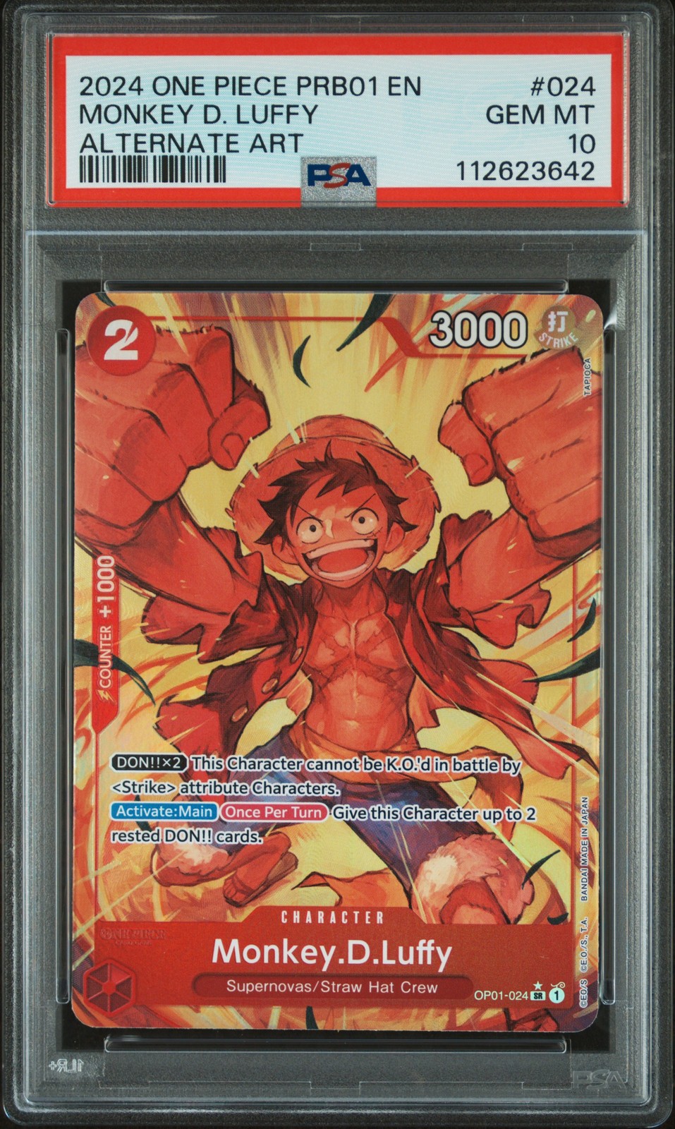2024 ONE PIECE ALTERNATE ART #024 MONKEY D. LUFFY PSA 10