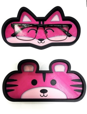 2pcs Cute 3D Printed Tiger and Fox Eyeglass Tray & Jewelry Organizer