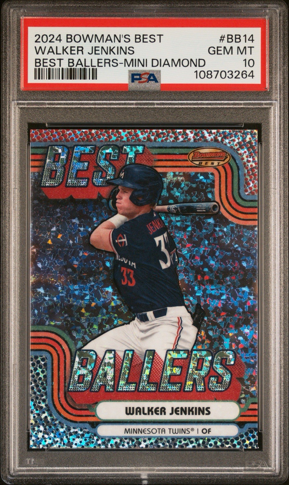 Walker Jenkins 2024 Bowmans Best Baseball Best Ballers Mini Diamond PSA 10 Twins