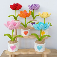 Handmade Crochet Tulip Flower in Pot ? Amigurumi Forever Flower Gift ? Desk Deco