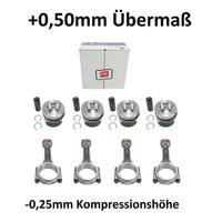 4X Kolben +0,50Mm+Pleuel FüR VW 2.0 TDI 130050060500 NE Ø81,51 -0,25 Komp. HöHe