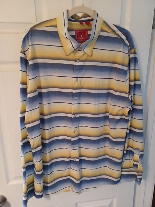 Haupt Germany Long Sleeve Button Yellow,  Blue Shirt Men XL 43/44 17 1/2