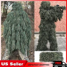 Jungle Camouflage Ghillie Suit Hat Net Cloak Poncho Cape Hunting Outdoors Sports