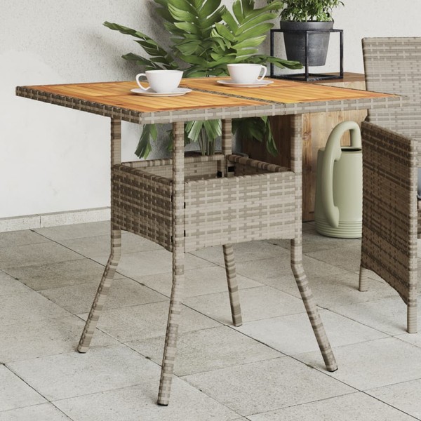 Gartentisch Mit Akazienholz-Platte Grau 80X80X75 Cm Poly Rattan-image