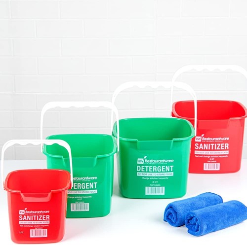Restaurantware RW Clean 3 Quart Cleaning Bucket 1 Detergent Square 3 qt, Red - Picture 8 of 12