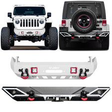 Fits 2007-2017 Jeep Wrangler Jk Steel Front And Rear Bumpers With Led Lights