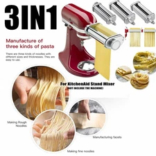 3PACK Pasta Maker Attachment Set for KitchenAid Stand Mixers Noodle Pasta Roller