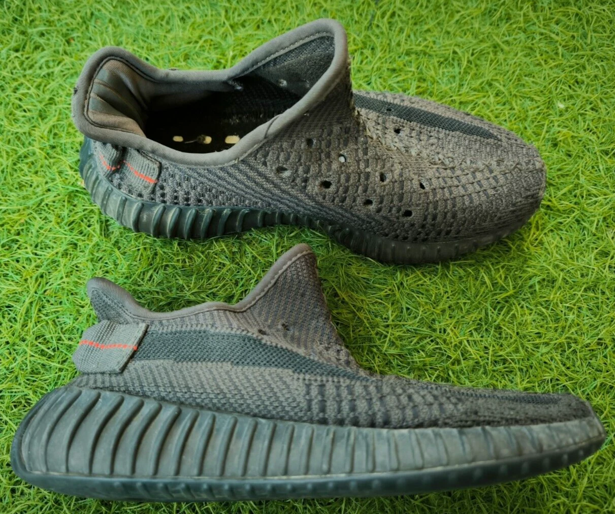 Adidas Yeezy Boost 350 V2 nere antiriflesso (FU9006) uomo taglia 5 senza lacci