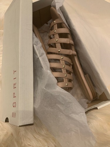 Esprit Damen 9,5 beige Hausschuhe Sandalen flach Memory Foam Kylee staubig rosa Akt - Bild 11 von 12
