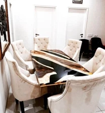 Black Epoxy Table Top handmade Wooden Furniture For Home Decor Art