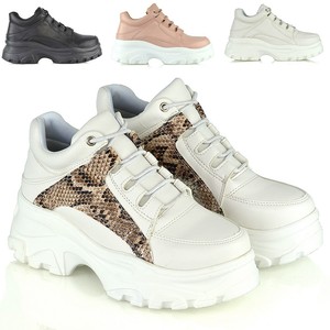 Nuevas zapatillas para mujer Plataforma Gruesa Damas Zapatos Con Cordones  Zapatillas Retro Rock | eBay