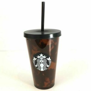Starbucks Tortoise Shell Tumbler Black Brown Cold Cup Straw Rare 16oz 19 For Sale Online Ebay