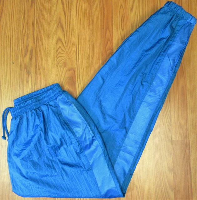 VTG NYLON WINDBREAKER PANTS COTTON LINED SHINEY BLUE XLARGE, XL eBay