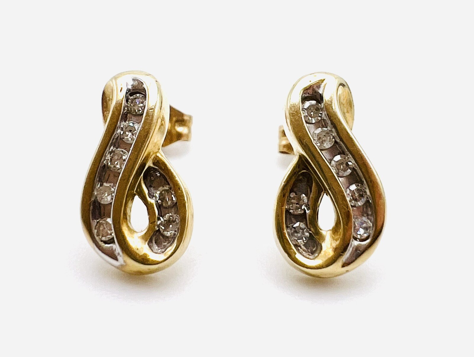 10k Solid Yellow Gold Diamond Infinity Swirl Geom… - image 8