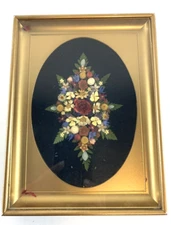 Vtg Dried & Silk Flowers Mini Wall Art Picture Frame Handmade 8" x 6"
