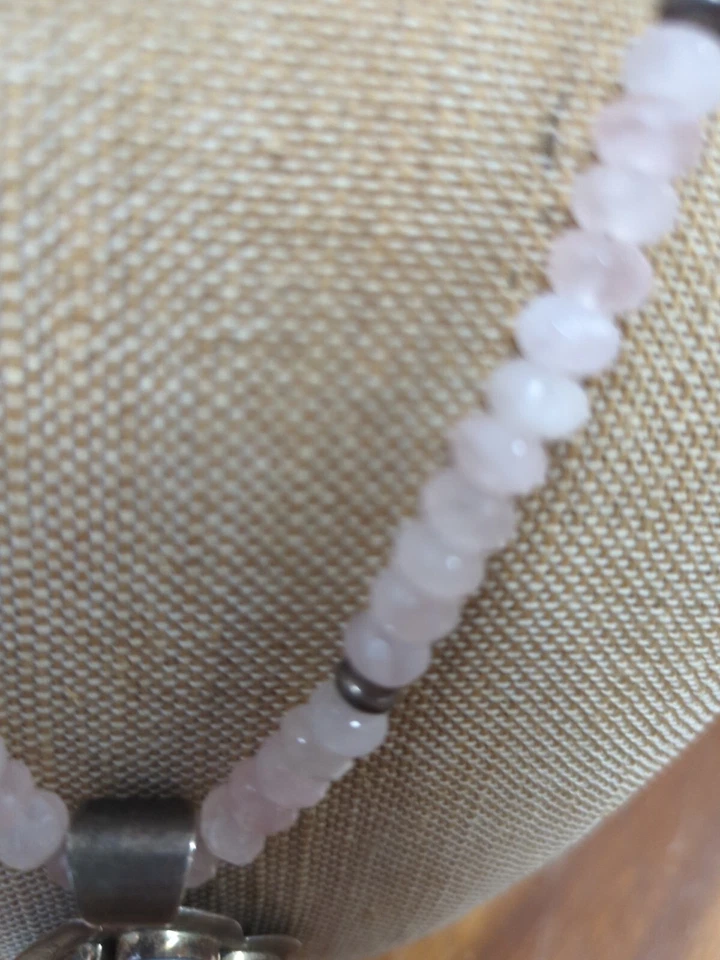 Collar colgante de plata de ley de cuarzo rosa Jay King declaración Foto 3 de 4