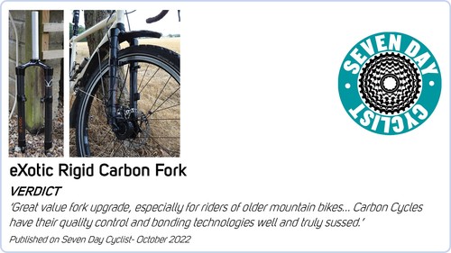 eXotic Rigid Carbon Mountain Bike Fork, Disc & V Brake, 42.5cm for 26in Wheel - Picture 4 of 12