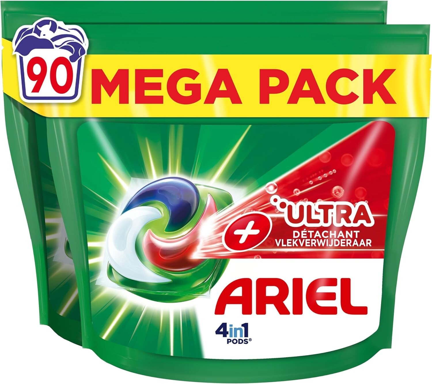 Ariel capsules ultra détachant Extra Clean Power élimine les taches incrustées dès 20 degrés