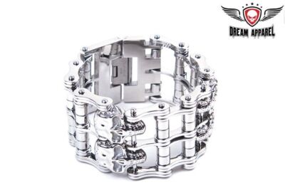 Wide Silver Stainless Steel Motorcycle Style & Fashion Chain Bracelet