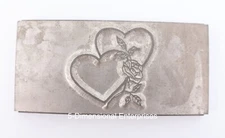 KINGSLEY Hot Foil Machine 2 TWO HEARTS - LARGE 3 3/16" x 1  1/2" Die Plate