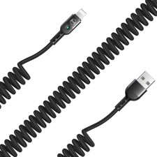 Coiled-Black 8pin USB Charging Data Sync Cable for iPhoneXS MAX XR X 8 7 SE/SE3