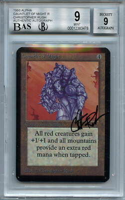 MTG Alpha Gauntlet of Might BGS 9 BAS 9 C Rush Signed Magic