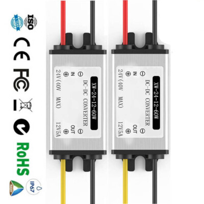 2Pcs DC 24v to 12v Step Down Converter Reducer Regulator 5A 60W Power Supply USA