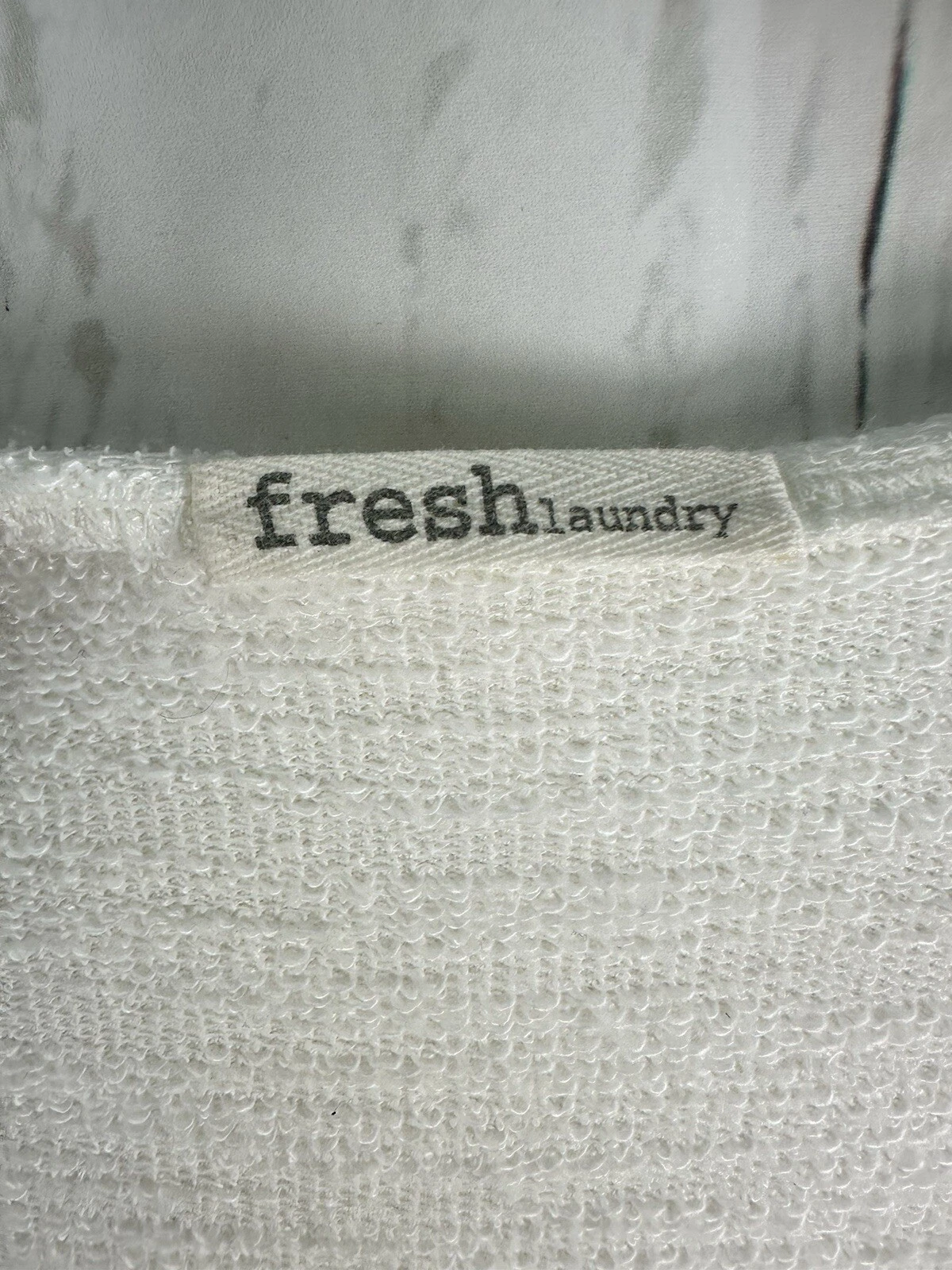 OFF WHITE Felpa con cappuccio Fresh Laundry S avorio pullover elasticizzato Terry svasata manica a campana