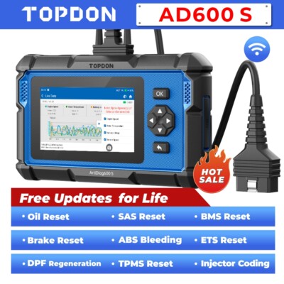 2025 TOPDON AD600S OBD2 Scanner Auto Diagnostic Tool Engine ABS SRS Code Reader