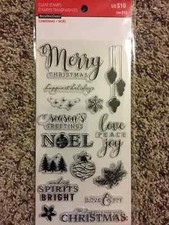 Christmas Greetings Clear Acrylic Stamp Set by Recollections 565178 New