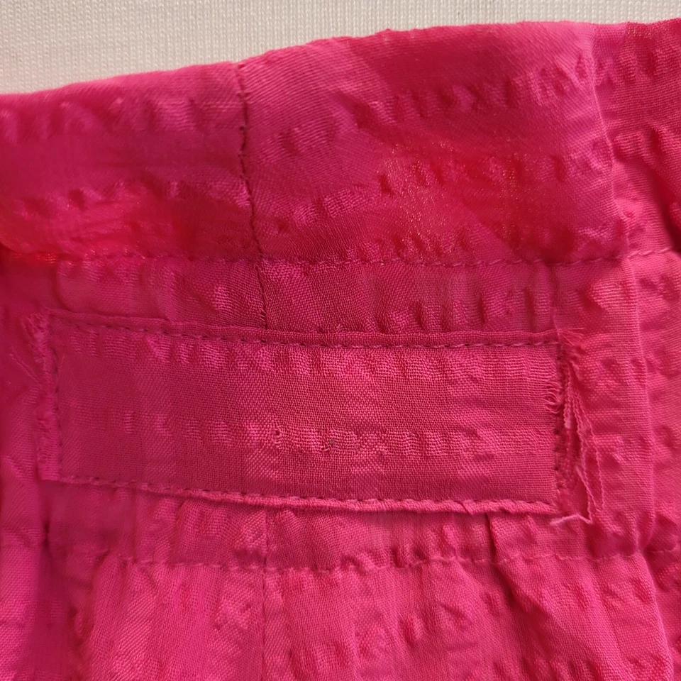 Vintage Pleated Maxi Skirt  Jaeger Bright Pink Seersucker 70s A-Line 12 - Image 4 of 4