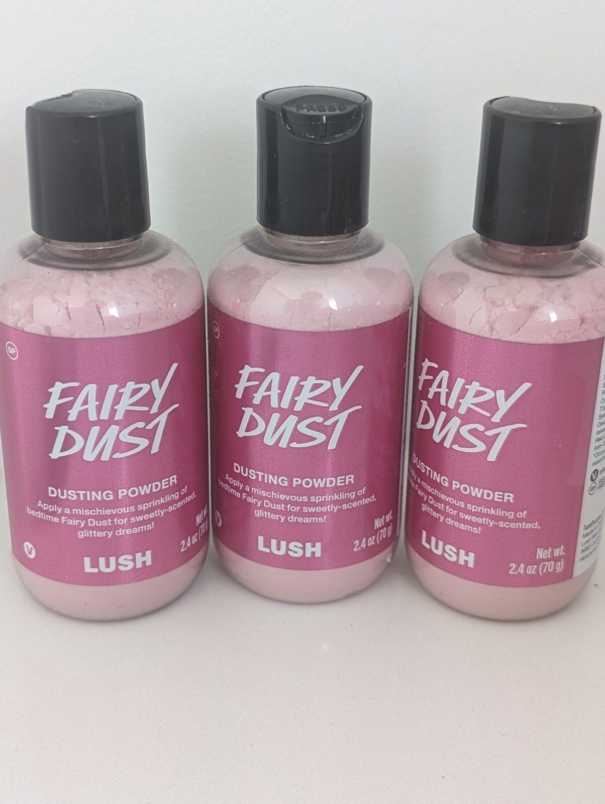 3 (Three) LUSH Fairy Dust Snow Fairy DUSTING POWDER 2.4 oz BRAND NEW