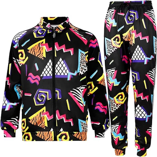 New Men Retro 80s 90s Outfit Sportswear Streetwear Casual 90s Jogger Tracksuit - Bild 3 von 10