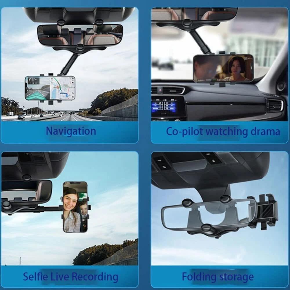 360° Car Phone Holder Rotatable And Retractable Rearview Mirror Mount Universal 360° Car Phone Holder Rotatable And Retractable Rearview Mirror Mount Universal