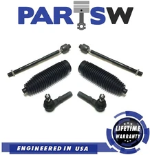 New 6 Pc Tie Rod End Kit Inner Outer w/ Steering Rack Boot Fits Dodge Ram 1500