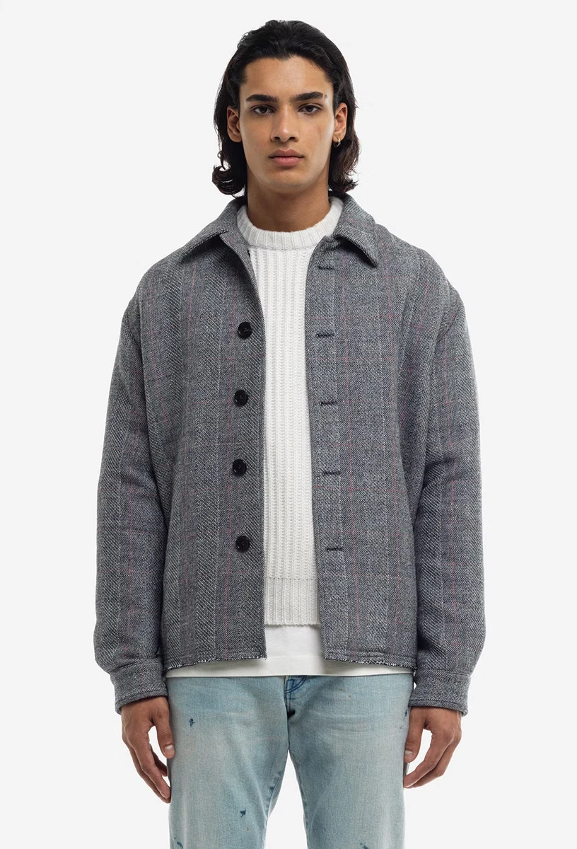 NEW MEN S JOHN ELLIOTT HEMI SHORT COAT TURIN CHECK WOOL BLEND MADE