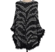 alfred dunner black and white faux fur shawl siz S/M