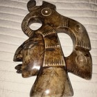 Handmade Mexican Stone Mask with Aztec Design & Stylized table top Carved Face  — photo 1