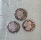 Lot of 3 Liberty Barber half dollars 1901, 1902 and 1902s