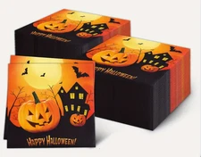 Decoupage Art Craft-Lunch Napkin 6.5" x 6.5" Haunted House, Happy Halloween