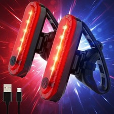2x USB Rechargeable Bike Tail Light LED Rear Back Safety Lamp Waterproof Cycling