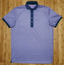 Greyson Shirt Men's Purple Medium Geometric AOP Short Sleeve Polo Golf Stretch