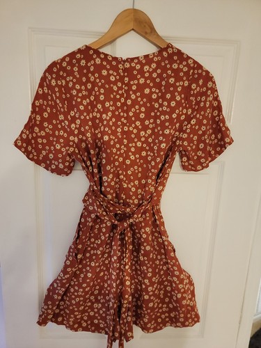 Madewell Romper Womens SZ 4 Wrap-Front Floral Daisy Field Bohemian Cottagecore - Picture 7 of 12