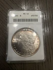 1890 Morgan Silver Dollar ANACS Soapbox MS 62   Blue Toned Both Sides $1 Coin
