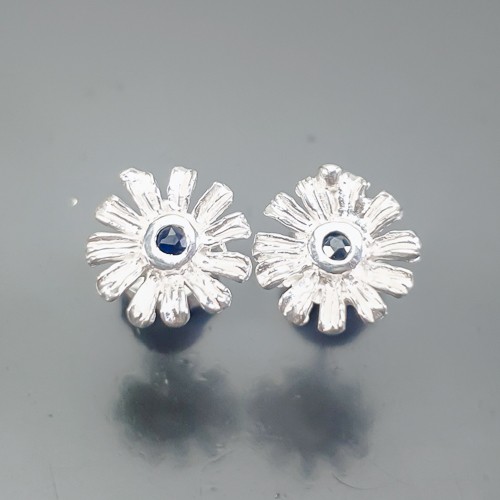 Jewelry Design Blue Sapphire Earrings 925 Sterling Silver /E124305