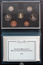 1988 Royal Mint Proof Coin Set Blue Deluxe Box and COA