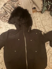 Moose Knuckle Bomber Black Silver Badge Men's Size large